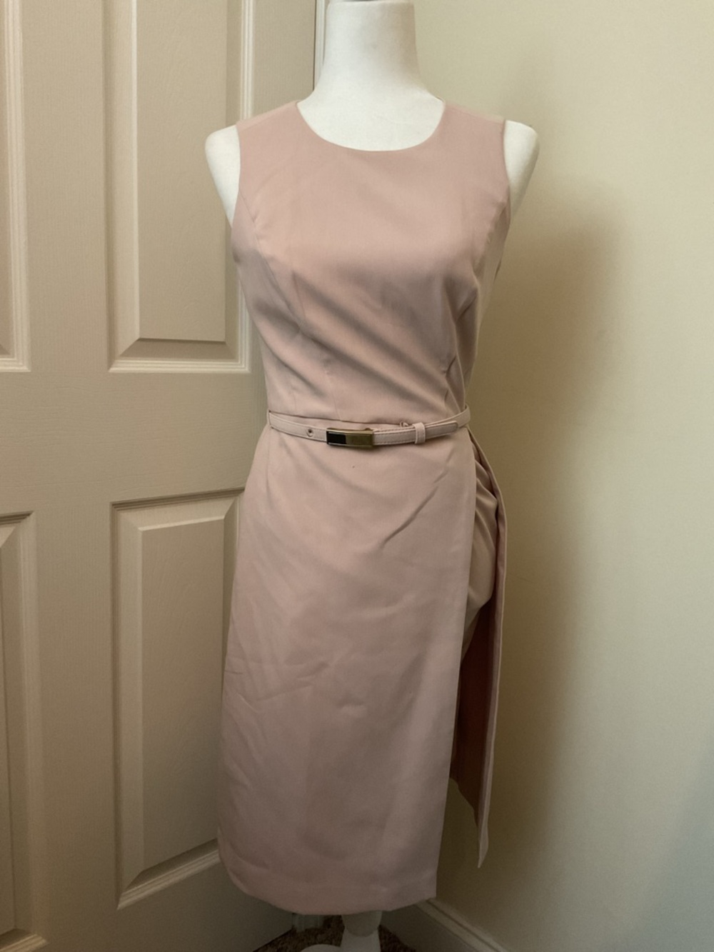 White House Black Market Sleeveless Dusty Rose Sheath Dress with Belt